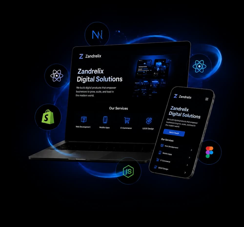 Zandrelix website preview on laptop and mobile